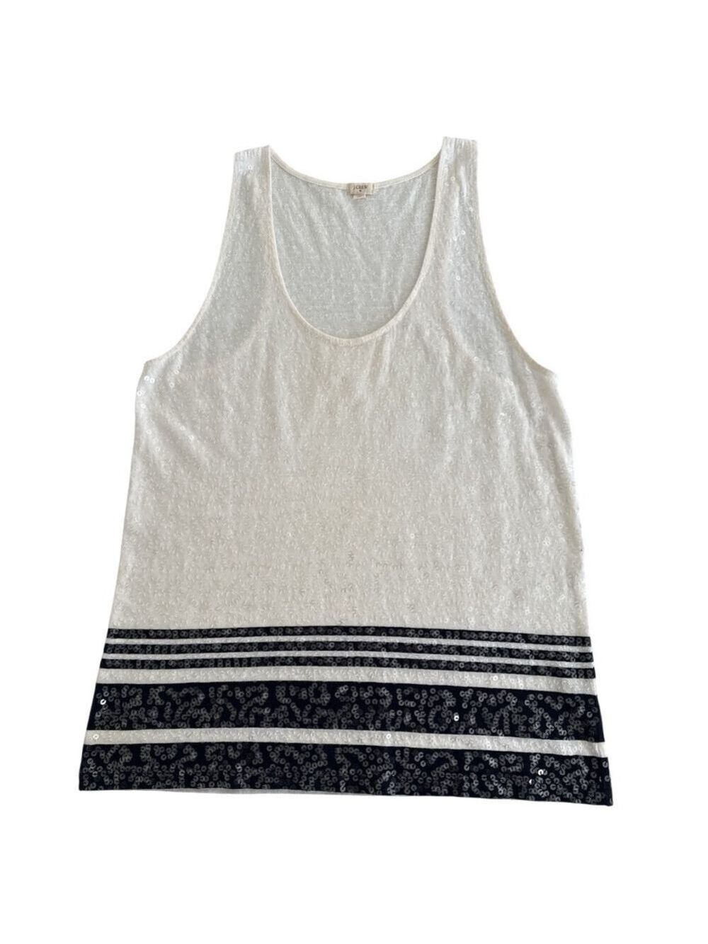 Women's J.Crew White & Navy Sequin Tank Top, Size Small